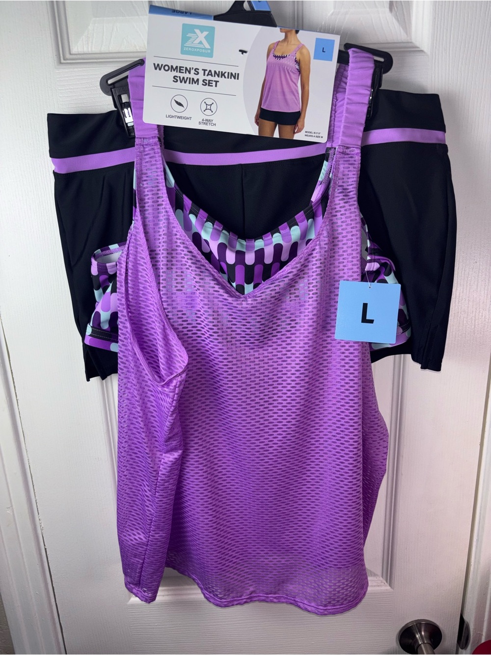 ZeroXposur Purple Mesh Tankini with Black Swim Shorts